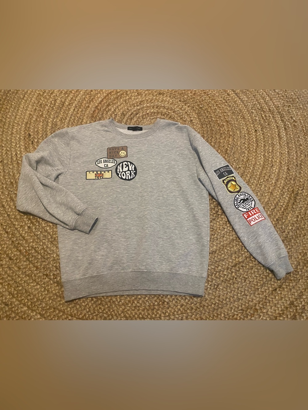 Social Scene Patch-Accent Crewneck Sweatshirt